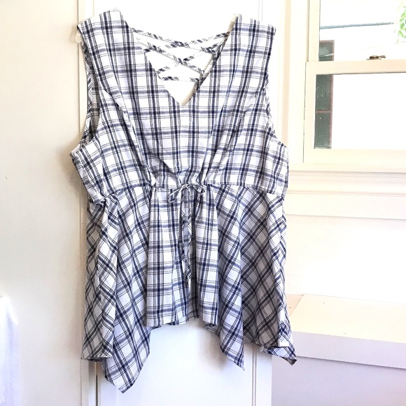 SUZANNE BETRO Sleeveless Tunic Blouse Plaid Tank Top Women’s Plus Size 4X NWT - Picture 1 of 16
